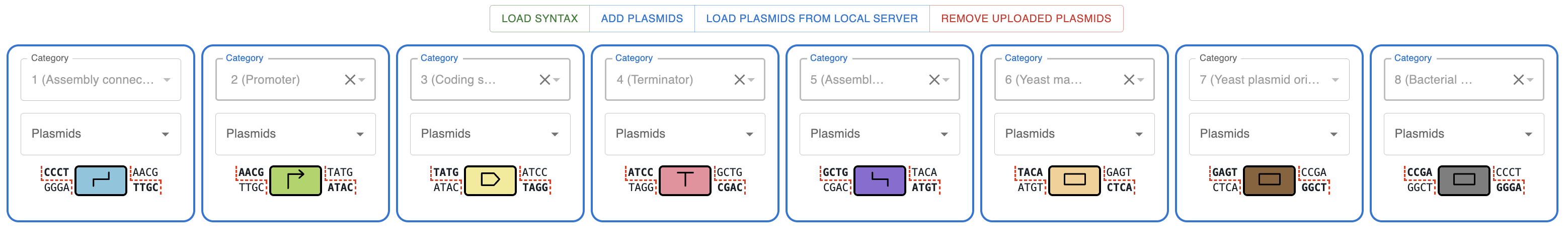 Screenshot showing the OpenCloning Assembler