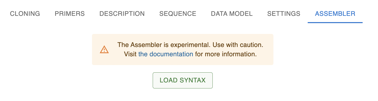 Screenshot showing the OpenCloning Assembler