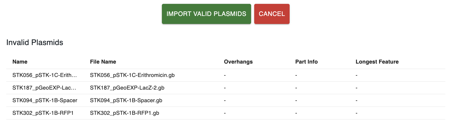 Screenshot showing the OpenCloning Assembler